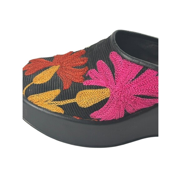 Retro Vibe Italian Floral Embroidered Corduroy Fairycore Boho Chunky Clogs 36  6 - Picture 9 of 16
